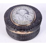 AN EARLY 19TH CENTURY EUROPEAN TORTOISESHELL CRYSTAL GLASS SNUFF BOX. 7 cm x 3.75 cm.