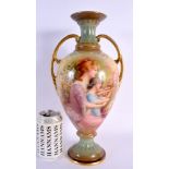 19th century Royal Doulton vase painted by George White, signed, with the Lesson, depicting two lad