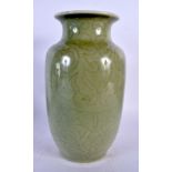 A 19TH CENTURY CHINESE CELADON PORCELAIN VASE Qing. 22 cm high.