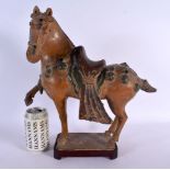 A CHINESE QING DYNASTY POTTERY FIGURE OF A HORSE Tang style. 40 cm x 24 cm.