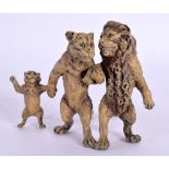 A COLD PAINTED BRONZE LION FAMILY. 8.25 cm x 6 cm.