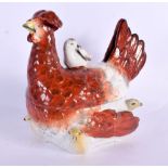 AN EARLY 19TH CENTURY ENGLISH PEARLWARE CHICKEN BOX AND COVER. 17 cm x 17 cm.