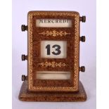 AN EARLY 20TH CENTURY FRENCH COUNTRY HOUSE LEATHER DESK CALENDAR. 12 cm x 8 cm.