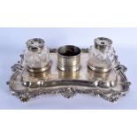 AN EARLY 19TH CENTURY ENGLISH SILVER DESK STAND. Birmingham 1833. Silver 956 grams. 34 cm x 24 cm.