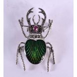 A SILVER SCARAB BEETLE BROOCH. 10.5 grams. 5 cm x 3 cm.