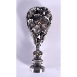 A FINE FRENCH ART NOUVEAU SILVERED SEAL possibly silver, of scrolling foliate form. 48 grams. 7.5 cm
