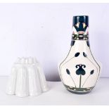 An Austrian Aesthetic movement hand painted vase together with a Shelley porcelain jelly mould. 25cm