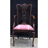 An antique Cherry wood armchair with upholstered seat 100 x 50 x 44cm.