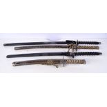 A collection of reproduction Samurai swords largest 96 cm. (4).