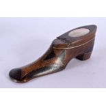 A GEORGE III MOTHER OF PEARL INLAID PIQUE WORK SHOE. 14 cm x 5 cm.