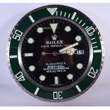 A ROLEX SHOP DISPLAY ADVERTISING WALL CLOCK. 33 cm diameter.