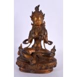 A CHINESE TIBETAN JEWELLED BRONZE BUDDHA 20th Century. 24 cm x 10 cm.