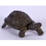 A JAPANESE BRONZE TORTOISE. 5 cm x 2.5 cm.