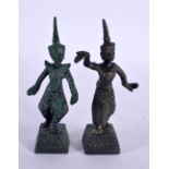 TWO SOUTH EAST ASIAN THAI BRONZE BUDDHAS. Largest 12 cm high. (2)