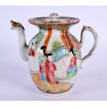 A RARE 19TH CENTURY CHINESE CANTON FAMILLE ROSE TEAPOT AND COVER Qing, with highly unusual bird head