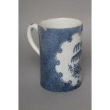 AN ENGLISH DELFT MUG, c.1790, probably London, of plain cylindrical form, painted in blue with