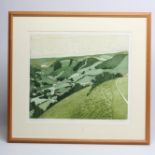 JOHN BRUNSDON (1933-2014), "Llansannan ...", etching in colours, limited edition 33/150, signed