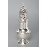 A GEORGE III SILVER VASE SHAPED MUFFINEER, maker probably Samuel Wood, London possibly 1750, with