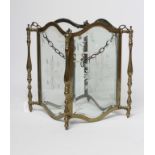 A BRASS HALL LANTERN, early 20th century, of square form with baluster turned corner posts, the