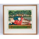 BERYL COOK (1926-2008), Bryant Park, Serigraph, limited edition 132/300, signed and inscribed in