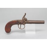 A PERCUSSION POCKET PISTOL, by Gay of Leeds, with 3" barrel, rear sight, foliate scroll decorated