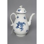 A FIRST PERIOD WORCESTER PORCELAIN FRUIT SPRIGS PATTERN COFFEE POT AND COVER, c.1770, of baluster
