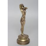 THEODORE L RIVIERE (French 1857-1912), Phyrne, gilded bronze, on turned socle, signed, 8 3/4"