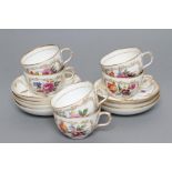 A KPM BERLIN PORCELAIN PART TEA SERVICE, c.1900, painted in polychrome enamels with loose bouquets