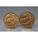 TWO EDWARD VII HALF SOVEREIGNS, 1903 and 1906, 7.9g total (Est. plus 17.5% premium)