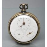 A GEORGE III SILVER GILT PAIR CASED POCKET WATCH, the white enamel dial with three secondary