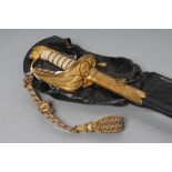 AN 1827 PATTERN NAVAL OFFICER'S SWORD, by Gieves, the 31 1/4" blade etched with GVR cypher and