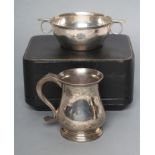 A SILVER CHRISTENING PORRINGER, maker Thomas Bradbury & Sons, Sheffield 1925, of plain flared