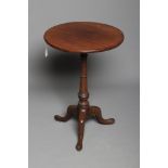 A GEORGIAN MAHOGANY TRIPOD TABLE, third quarter 18th century, the circular top on vase and ring