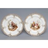 A PAIR OF KPM BERLIN PORCELAIN CABINET PLATES, c.1900, of lobed circular form with gilt