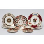 A PAIR OF ENGLISH PORCELAIN DESSERT PLATES, c.1835, of shaped form with moulded gadrooned rims,