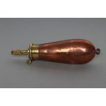 A PISTOL POWDER FLASK by James Dixon & Sons of Sheffield, of typical brass construction. 5 3/4" long