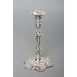 A GEORGE III SILVER TAPER STICK, maker Ebenezer Coker, London 1761, the unmarked detachable sconce