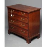 A SMALL GEORGIAN MAHOGANY CHEST, third quarter 18th century, comprising four graduated cock beaded