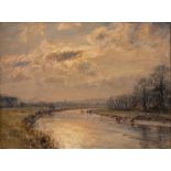 HERBERT F ROYLE (1870-1958), "On the Wharfe near Burley", oil on board, signed, inscribed to