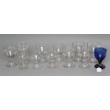 A COLLECTION OF TWELVE GLASS RUMMERS, early 19th century and later, including a set of five, 5 1/
