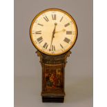 A BLACK LACQUERED TAVERN CLOCK, signed Levy Isaac, London, late 18th century, the A frame four