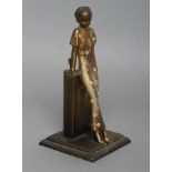 AFTER JOSEF LORENZL (1892-1950), A cold painted metal figural table lighter in the form of a young