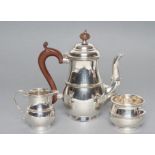 A SILVER THREE PIECE BACHELOR'S TEA SERVICE, maker Goldsmiths & Silversmiths Co., London 1930 and