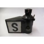 Railway platform stop signal, black L/H with laminated "S" complete with oil burner, some