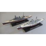 Two Atlas Editions Battleships H.M.S. Hood and Bismarck, boxed, E (Est. plus 21% premium inc. VAT)