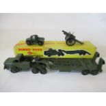 Dinky 660 tank transporter, boxed F, armoured car and field gun (Est. plus 21% premium inc. VAT)