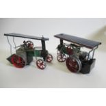 Two playworn Mamod TE1 traction engines, some overpainting and replacement parts, P-F (Est. plus 21%