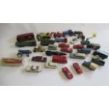 Large quantity of playworn diecast vehicles by Corgi, Dinky and others including cars, vans and