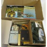 Empty Airfix boxes, transfers made-up model kits and spare kit parts, F-P, and a quantity of