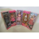 Five boxed Barbie dolls, including Birthday Surprise, Chic, Tooth Fairy, Holiday Treats and Flower